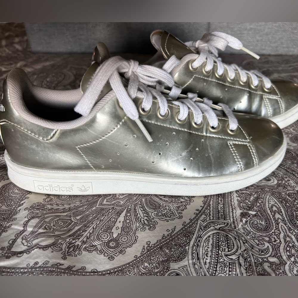 Adidas Stan Smith Silver Metallic Shoes size 7.5 Rave 💥 Burning Man 💥 Festival